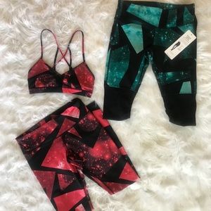 Lot of Alo Airbrush Volcano Space Leggings & Bra